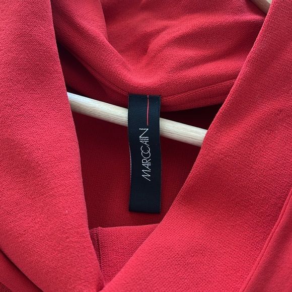 Marc Cain Orangey-Red Fit and Flare Stretch Dress Collar - Picture 4 of 6